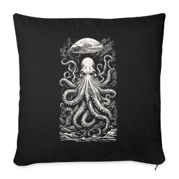 Ukiyo-E Vintage Kraken Fisherman Sea Fishing Design - Sofa pillowcase 17,3'' x 17,3'' (45 x 45 cm) - black - Front
