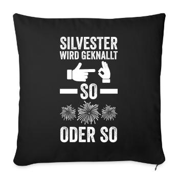 Neujahr Feuerwerk Silvester - Sofakissenbezug 45 x 45 cm - Schwarz - Vorne