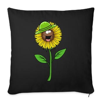 Summer, Sunflower, Flower, Hat, Gardener, Flora - Sofa pillowcase 17,3'' x 17,3'' (45 x 45 cm) - black - Front