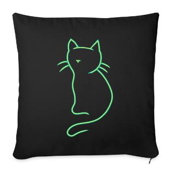 Retro vintage cat 80's old school - Sofa pillowcase 17,3'' x 17,3'' (45 x 45 cm) - black - Front