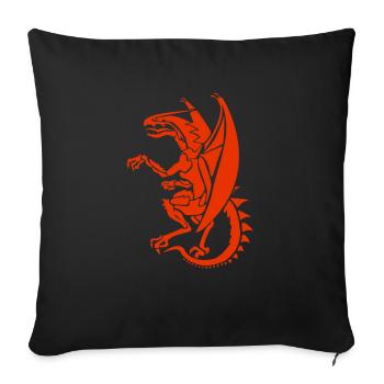 roter Drache Feuerdrache Drachen Lindwurm Wappen - Sofakissenbezug 45 x 45 cm - Schwarz - Vorne