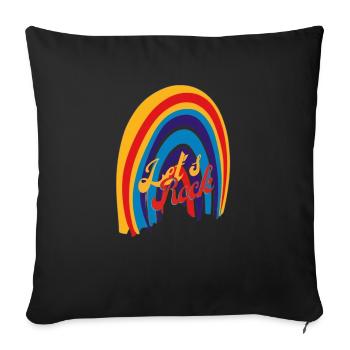 Lets Rock Regenbogen - Sofakissenbezug 45 x 45 cm - Schwarz - Vorne