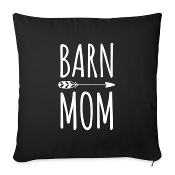 Grange Maman Équitation Barnyard Animaux Fête des mères - Housse de coussin décorative 45 x 45 cm - noir - Devant
