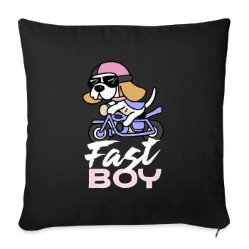 Fast Boy Beagle Dog Cadeau Rétro Fast Boy - Housse de coussin décorative 45 x 45 cm - noir - Devant