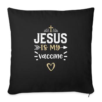Jésus est mon vaccin - Jésus - Housse de coussin décorative 45 x 45 cm - noir - Devant