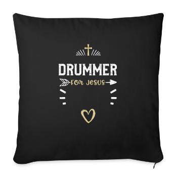 Tambour pour Jésus - Jésus - Housse de coussin décorative 45 x 45 cm - noir - Devant
