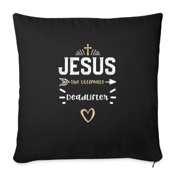 Jésus l’ultime soulevé de terre - Housse de coussin décorative 45 x 45 cm - noir - Devant