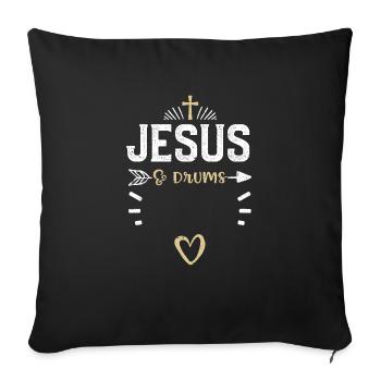 Jésus et les tambours - Jésus - Housse de coussin décorative 45 x 45 cm - noir - Devant