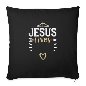 Jésus vit - Jésus - Housse de coussin décorative 45 x 45 cm - noir - Devant