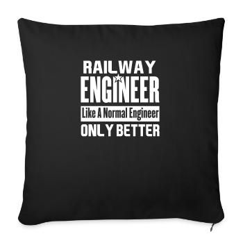 Ingénieur ferroviaire mieux que drôle - Housse de coussin décorative 45 x 45 cm - noir - Devant