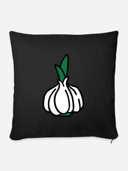 Knoblauch Garlic Ail Aglio - Sofakissenbezug 45 x 45 cm - Schwarz