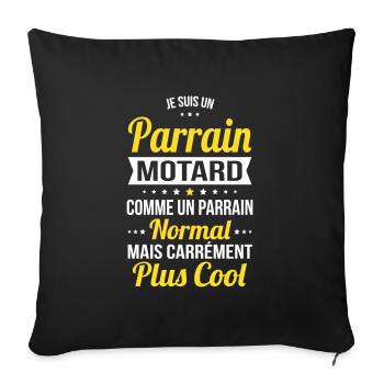 Parrain motard comme un parrain normal plus cool - Housse de coussin décorative 45 x 45 cm - noir - Devant