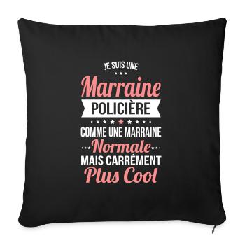 Marraine policière plus cool - Housse de coussin décorative 45 x 45 cm - noir - Devant