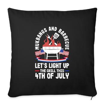 Mukbang et barbecue le 4 juillet - Housse de coussin décorative 45 x 45 cm - noir - Devant