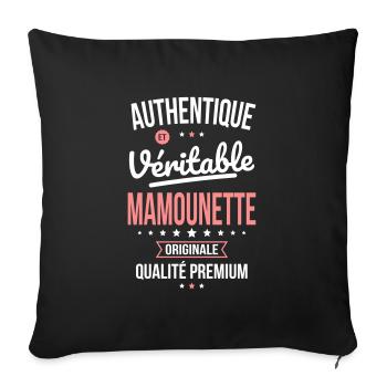 Authentique et véritable Mamounette - Cadeau - Housse de coussin décorative 45 x 45 cm - noir - Devant