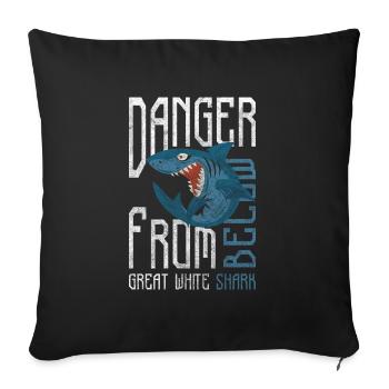 Requin Animal Plongeur Prédateur - Housse de coussin décorative 45 x 45 cm - noir - Devant