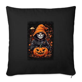 Halloween Pumpkin, Grim Reaper & Skeleton - Haunted Night - Sofa pillowcase 17,3'' x 17,3'' (45 x 45 cm) - black - Front