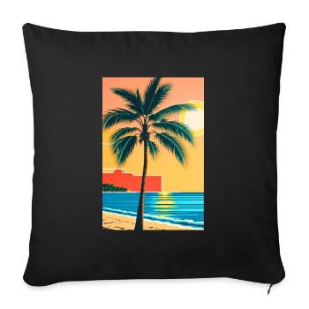 Hanaa Palm et plage - Housse de coussin décorative 45 x 45 cm - noir - Devant