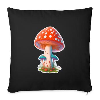 Champignon mystique - Housse de coussin décorative 45 x 45 cm - noir - Devant