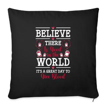 Don de sang Aidez le sauveteur - Housse de coussin décorative 45 x 45 cm - noir - Devant
