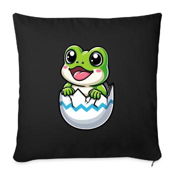 Colorful Easter Egg with Hatching Frog Motif - Sofa pillowcase 17,3'' x 17,3'' (45 x 45 cm) - black - Front