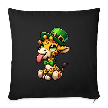 Dessin animé girafe de la Saint-Patrick - Housse de coussin décorative 45 x 45 cm - noir - Devant