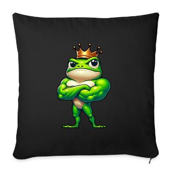 Ein Cooler Starker grüner Frosch mit Krone König - Sofakissenbezug 45 x 45 cm - Schwarz - Vorne