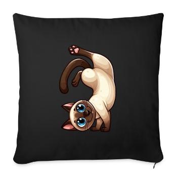 Drôle de chat siamois Stand sur les mains Siamois - Housse de coussin décorative 45 x 45 cm - noir - Devant