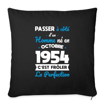 70th Birthday - Born in October 1954 - Sofa pillowcase 17,3'' x 17,3'' (45 x 45 cm) - black - Front