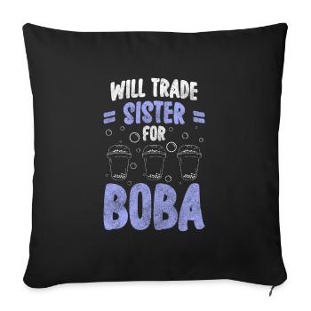 Boba Tea Amateur de boules sucrées - Housse de coussin décorative 45 x 45 cm - noir - Devant