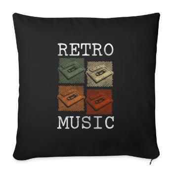 Radio cassette rétro des années 80 - Housse de coussin décorative 45 x 45 cm - noir - Devant