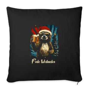 Weihnachtsfeier Bier Faultier lustig - Sofakissenbezug 45 x 45 cm - Schwarz - Vorne