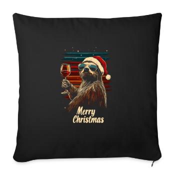 Christmas Party Wine Sloth Funny - Sofa pillowcase 17,3'' x 17,3'' (45 x 45 cm) - black - Front