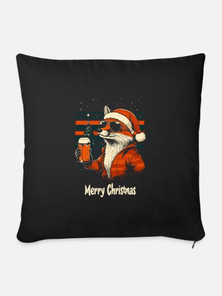 Bier Weihnachten Fuchs Weihnachtsfeier - Sofakissenbezug 45 x 45 cm - Schwarz