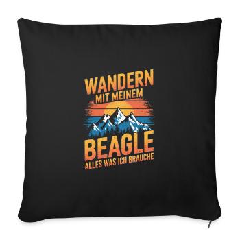 Wandern mit meinem Beagle - Sofakissenbezug 45 x 45 cm - Schwarz - Vorne