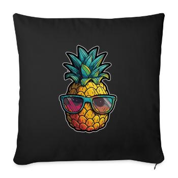 Lustiges Ananas Obst - Sofakissenbezug 45 x 45 cm - Schwarz - Vorne