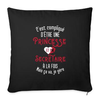 C'est compliqué d'être Une Princesse et Secrétaire - Housse de coussin décorative 45 x 45 cm - noir - Devant