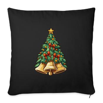 Weihnachtsbaum mit Glocken plus Deko - Sofakissenbezug 45 x 45 cm - Schwarz - Vorne