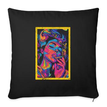 Surréaliste Psychédélique des années 80 - Housse de coussin décorative 45 x 45 cm - noir - Devant
