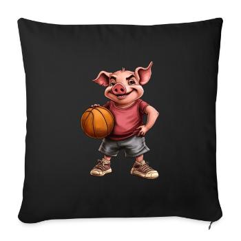 Basketball Pigs - Sofa pillowcase 17,3'' x 17,3'' (45 x 45 cm) - black - Front