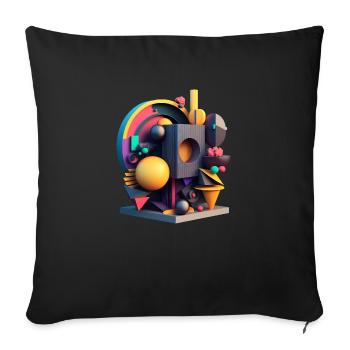 .3D - Sofa pillowcase 17,3'' x 17,3'' (45 x 45 cm) - black - Front