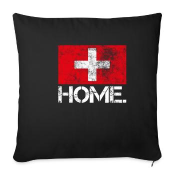 Home Switzerland | Used Look | Flag Gift Idea - Sofa pillowcase 17,3'' x 17,3'' (45 x 45 cm) - black - Front