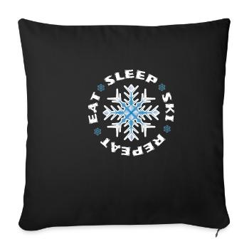 Eat Sleep Ski Repeat - Sofa pillowcase 17,3'' x 17,3'' (45 x 45 cm) - black - Front