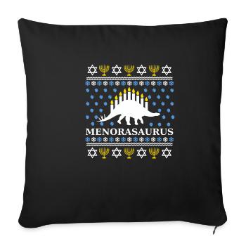 Menorasaurus - Great gift idea Jews, Hanukkah - Sofa pillowcase 17,3'' x 17,3'' (45 x 45 cm) - black - Front