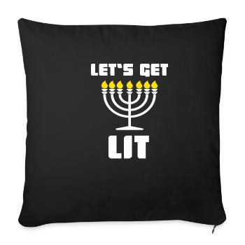 Get Lit Menora - Great Gift Idea Jews, Chanuka - Sofa pillowcase 17,3'' x 17,3'' (45 x 45 cm) - black - Front