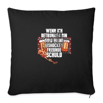 Eishockey, Eislaufen, Freunde, betrunken, Sport, - Sofakissenbezug 45 x 45 cm - Schwarz - Vorne