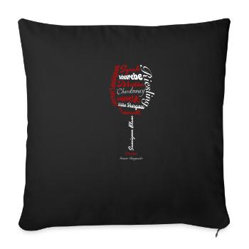 Weinglas Weinreben Rebsorten Shirt - Sofakissenbezug 45 x 45 cm - Schwarz - Vorne