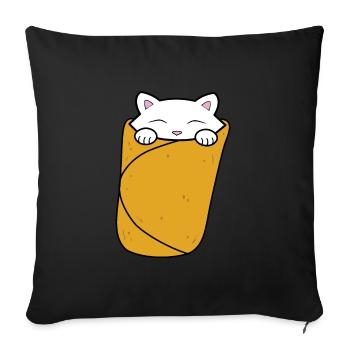 Purrito, cute cat burrito. - Sofa pillowcase 17,3'' x 17,3'' (45 x 45 cm) - black - Front