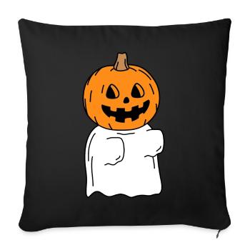 Drôle de citrouille fantôme d’Halloween - Housse de coussin décorative 45 x 45 cm - noir - Devant