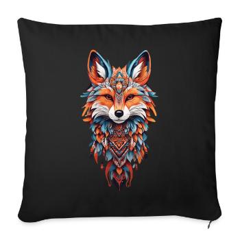 Fox Power Animal Spirit Indiens & Chamanisme - Housse de coussin décorative 45 x 45 cm - noir - Devant